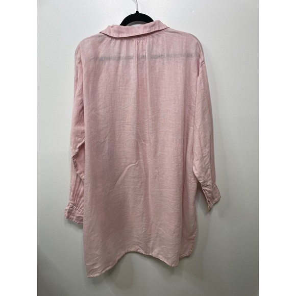 CP SHADES Linen Oversized Tunic Shirt Baby Pink Button Up Lagenlook Coastal L - Picture 6 of 9